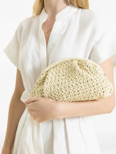 Eleventy Raffia Clutch In White