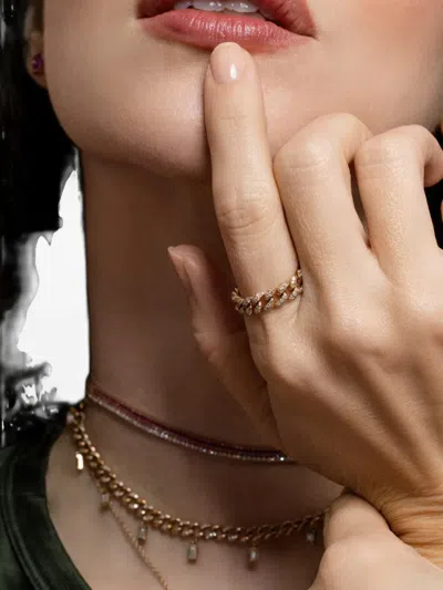 Shay Diamond Link Ring In Brown