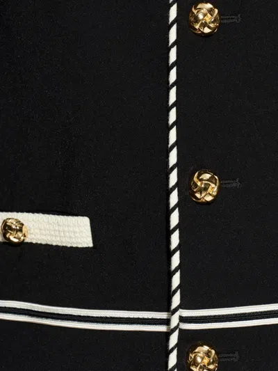 Frame Button Embellished Jacket In Blue