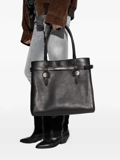 Dsquared2 Strap Leather Tote Bag In Orange