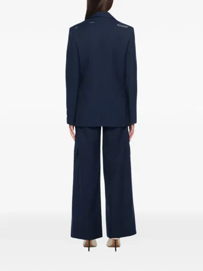 Off-white Label-patch Blazer In Blue