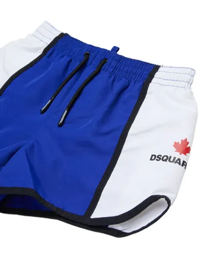 Dsquared2 Drawstring Panel Swim Shorts In Blue