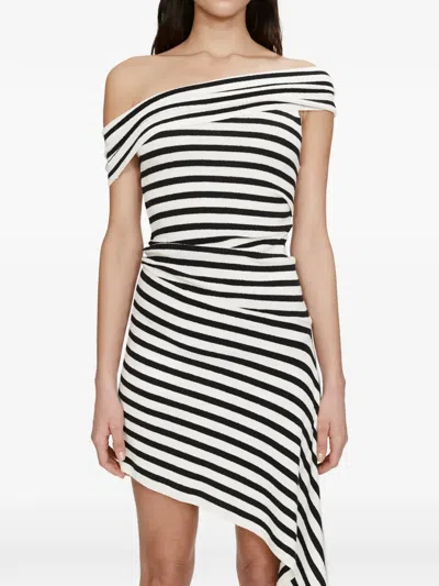 Christopher Esber Stripe Knit Extension Drape Mini Dress In Multi