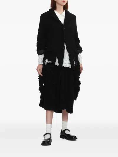 Black Comme Des Garçons Ruffled Collared Shirt In Multi