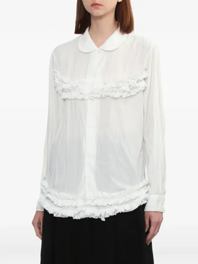 Black Comme Des Garçons Ruffled Collared Shirt In Multi