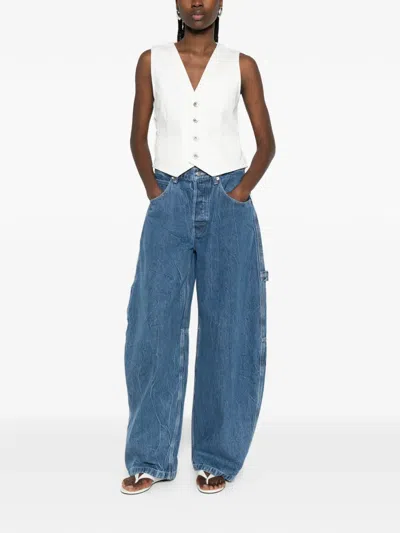 Sacai Buttoned Drawstring Waistcoat In White