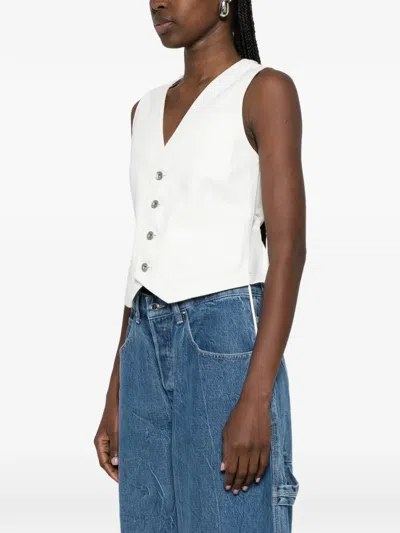 Sacai Buttoned Drawstring Waistcoat In White