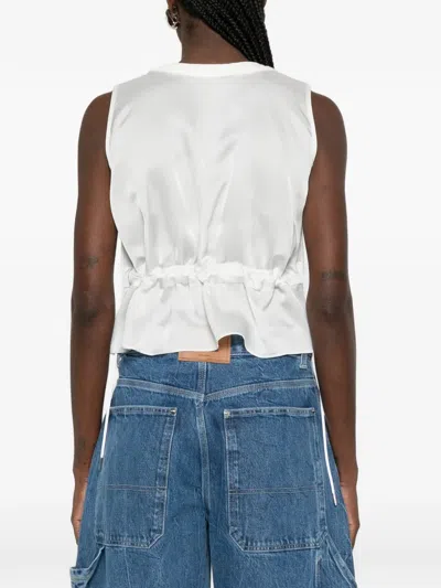Sacai Buttoned Drawstring Waistcoat In White