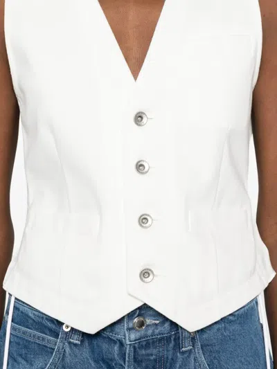 Sacai Buttoned Drawstring Waistcoat In White