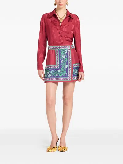 La Doublej Foulard Floral Mini Skirt In Red