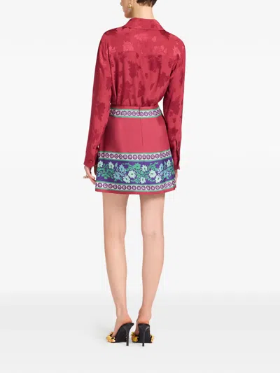 La Doublej Foulard Floral Mini Skirt In Red