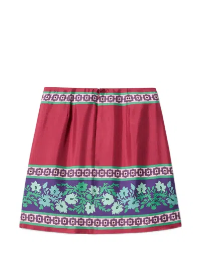 La Doublej Foulard Floral Mini Skirt In Red