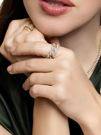 Shay Diamond Two-tone Link Ring In Gold