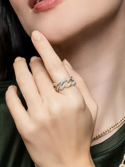 Shay Diamond Two-tone Link Ring In Gold
