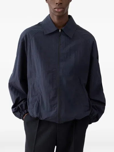 Jacquemus Zip Embroidered Jacket In Blue
