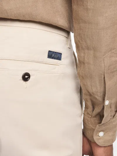 Fay Rolled-hem Button-fastening Shorts With Welt Pockets In Neutral