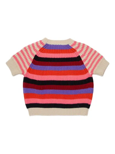 Marni Kids Striped-pattern Knitted T-shirt In Multi