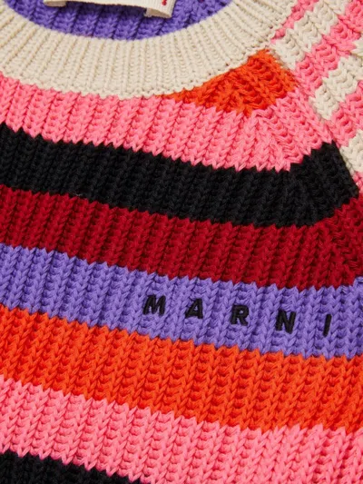 Marni Kids Striped-pattern Knitted T-shirt In Multi