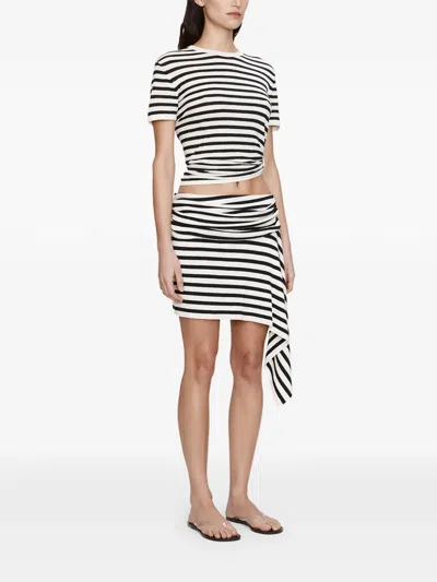Christopher Esber Stripe Knit Ruched Orbit Knit Top In Black