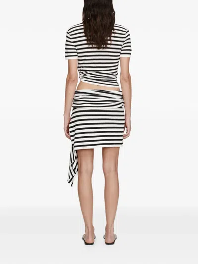 Christopher Esber Stripe Knit Ruched Orbit Knit Top In Black