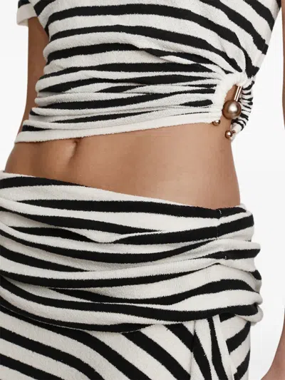 Christopher Esber Stripe Knit Ruched Orbit Knit Top In Black