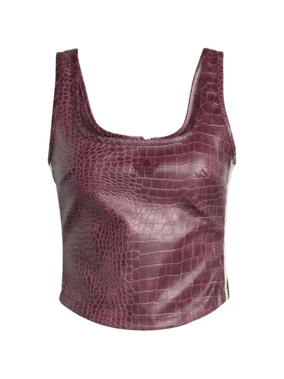 Adidas Originals Crocodile-effect Corset In Burgundy