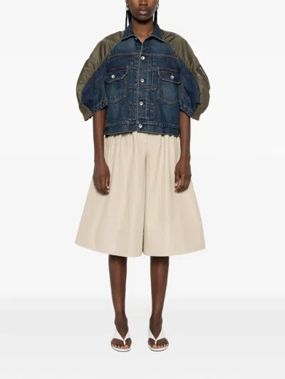 Sacai Buttoned Flap-pockets Denim Jacket In Blue