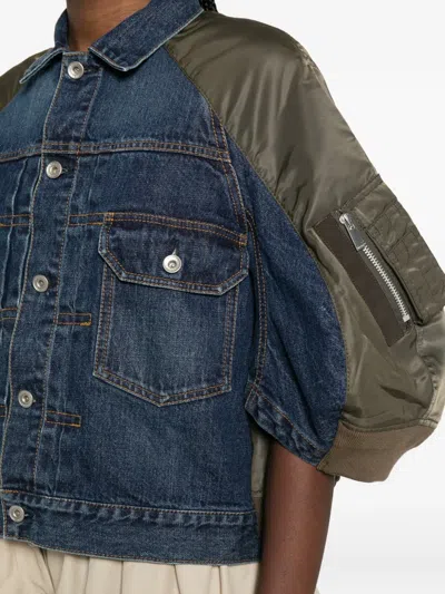 Sacai Buttoned Flap-pockets Denim Jacket In Blue