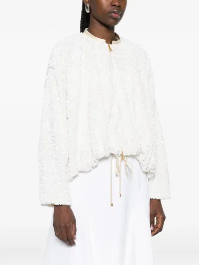 Vivetta Sequin Zip Jacket In White