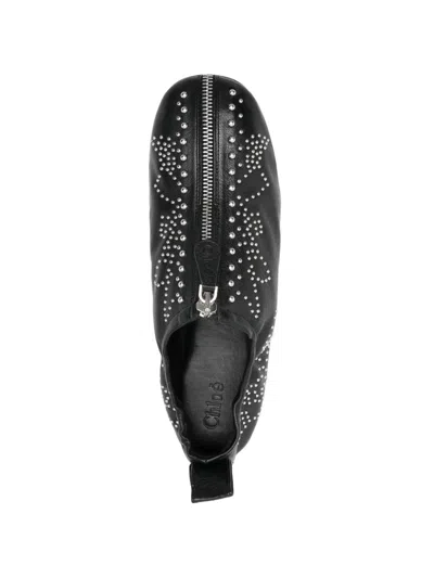 Chloé Low Top Sneakers Pull Tab Round Toe In Black