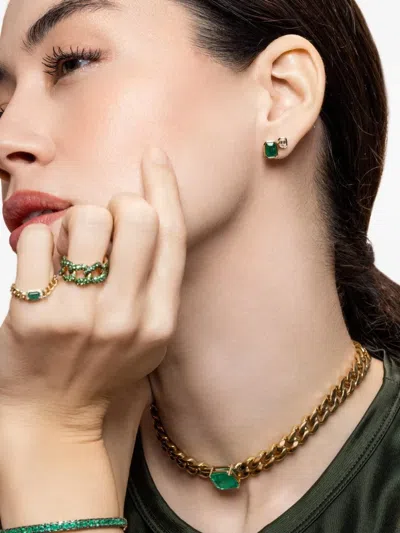 Shay Diamond Emerald Stud Earrings In White