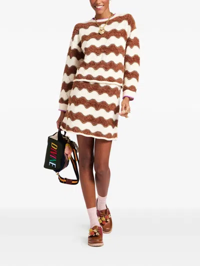 La Doublej Wave Pattern Mini Skirt In White