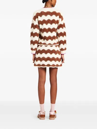 La Doublej Wave Pattern Mini Skirt In White