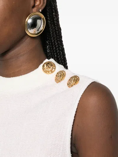 Balmain Button-embellished Top In White