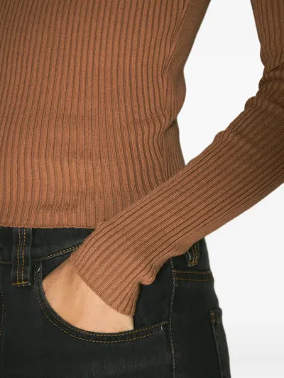 Y/project Pinched Shoulder Rib Sweater In Brown