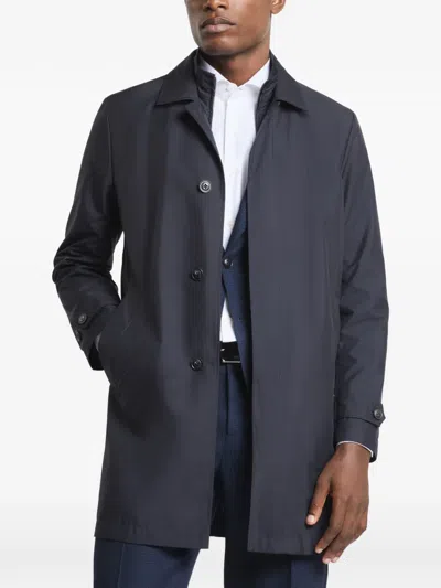 Fay Morning Button Single-breasted Coat In Blue