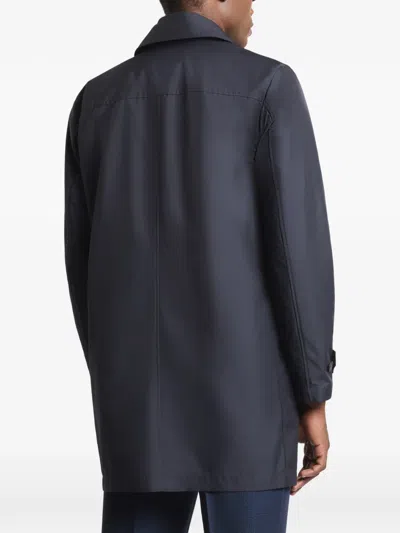 Fay Morning Button Single-breasted Coat In Blue