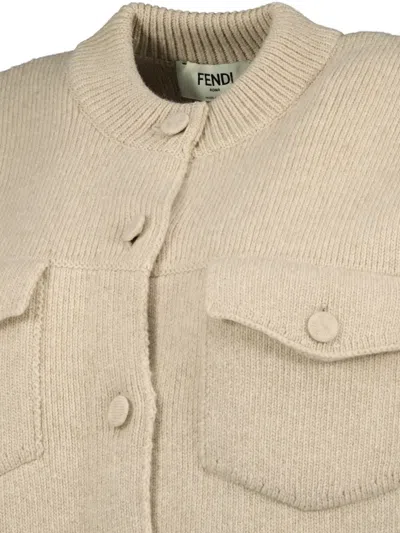 Fendi Buttoned-flap Pocket Fitted Jacket In Gray