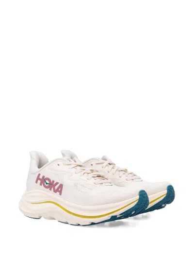 Hoka Clifton 10 Rubber-trimmed Jacquard-mesh Sneakers In Neutral