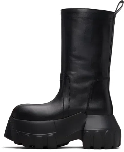 Rick Owens Black Hollywood Flared Mega Tractor Boots In Black