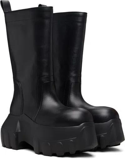 Rick Owens Black Hollywood Flared Mega Tractor Boots In Black