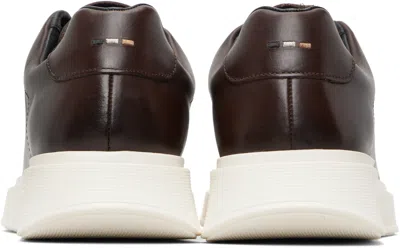 Hugo Boss Gary Burnished-leather Trainers With Hidden Laces In Black