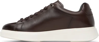 Hugo Boss Gary Burnished-leather Trainers With Hidden Laces In Black