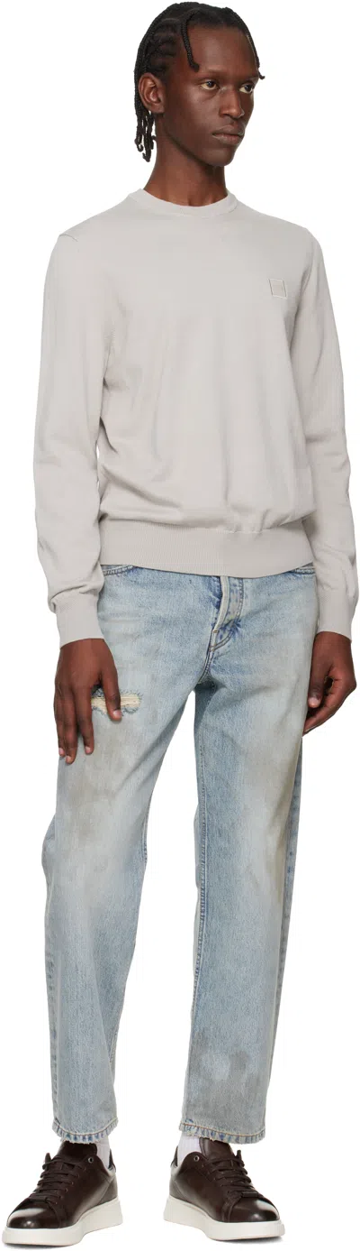 Hugo Boss Gary Burnished-leather Trainers With Hidden Laces In Black