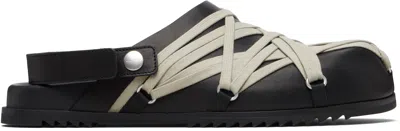 Rick Owens Granola Crisscross Straps Mule Sandals In Black