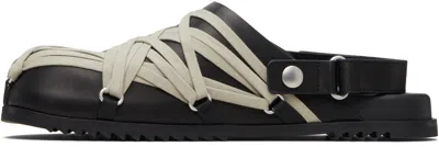 Rick Owens Granola Crisscross Straps Mule Sandals In Black