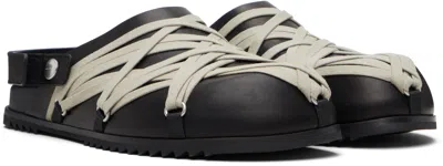 Rick Owens Granola Crisscross Straps Mule Sandals In Black