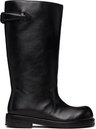 Acne Studios Women Black Boots With Embossed Logo On The Side In Leather Woman