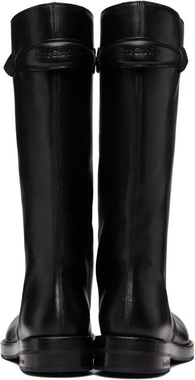 Acne Studios Women Black Boots With Embossed Logo On The Side In Leather Woman