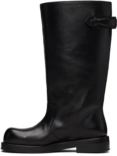Acne Studios Women Black Boots With Embossed Logo On The Side In Leather Woman